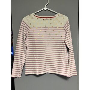 Boden Girls Breton Long Sleeve Striped Gold Dot Shirt 13 14 Years 164cm Party